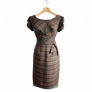 Allen B Workwear Dress. Brown Plaid Y2K Great Condition Lined Size 4 Feminine
